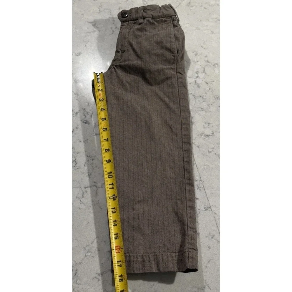 GAP Kids Boys 5 Regular Brown Pinstripe Chino Pants Flat Front Trousers